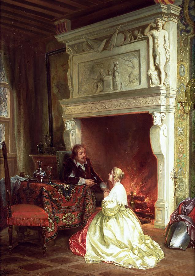 Ary Painting - Figures in an Interior  by Ary Johannes Lamme