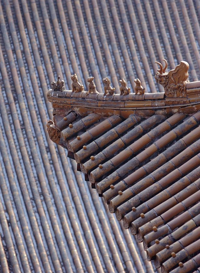 Architecture Photograph - Figures On The Roof Of The Summer Palace by Axiom Photographic