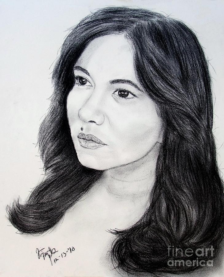 Filipina Beauty and Actress Lorna Tolentino Drawing by Jim Fitzpatrick