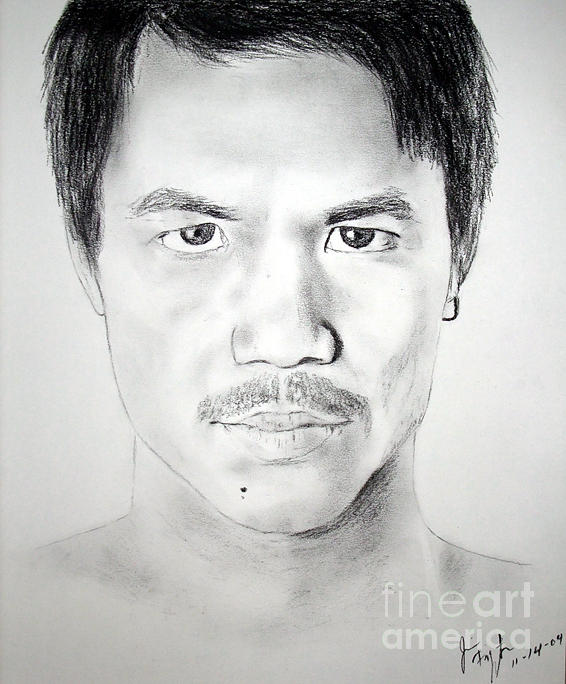 Portrait Drawing - Filipino Superstar and World Champion boxer Manny Pacquiao by Jim Fitzpatrick