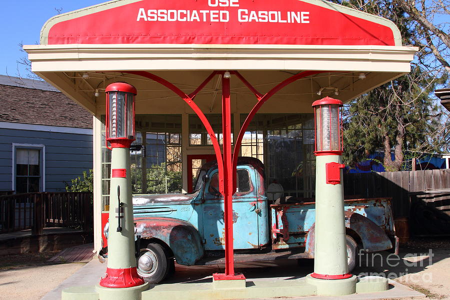 Filling Up The Old Ford Jalopy At The Associated Gasoline Station . Nostalgia . 7D12883 Photograph by Wingsdomain Art and Photography