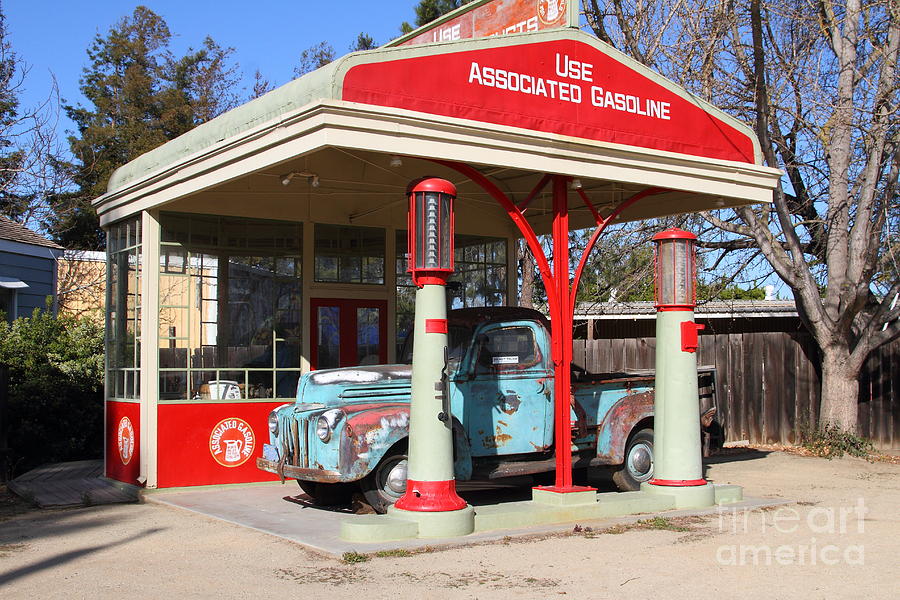 Filling Up The Old Ford Jalopy At The Associated Gasoline Station . Nostalgia . 7D12897 Photograph by Wingsdomain Art and Photography