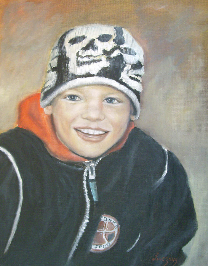Finnish boy commission Painting by Katalin Luczay