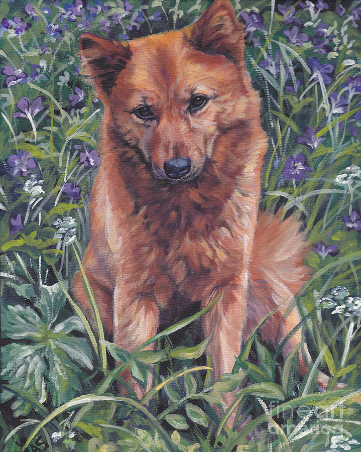 Finnish Spitz Painting by Lee Ann Shepard