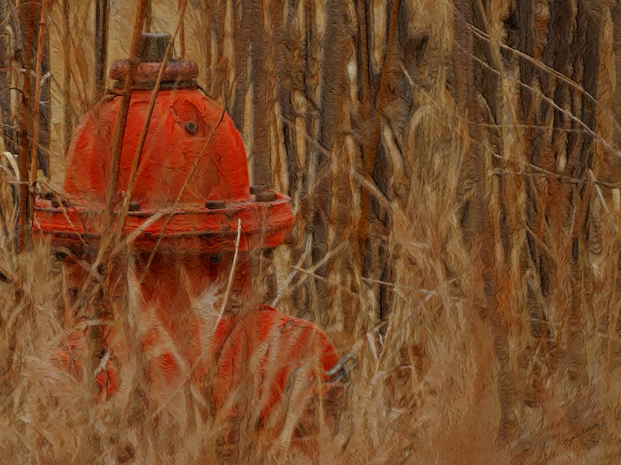 Fire Hydrant Overgrown Painterly Photograph by Ernest Echols