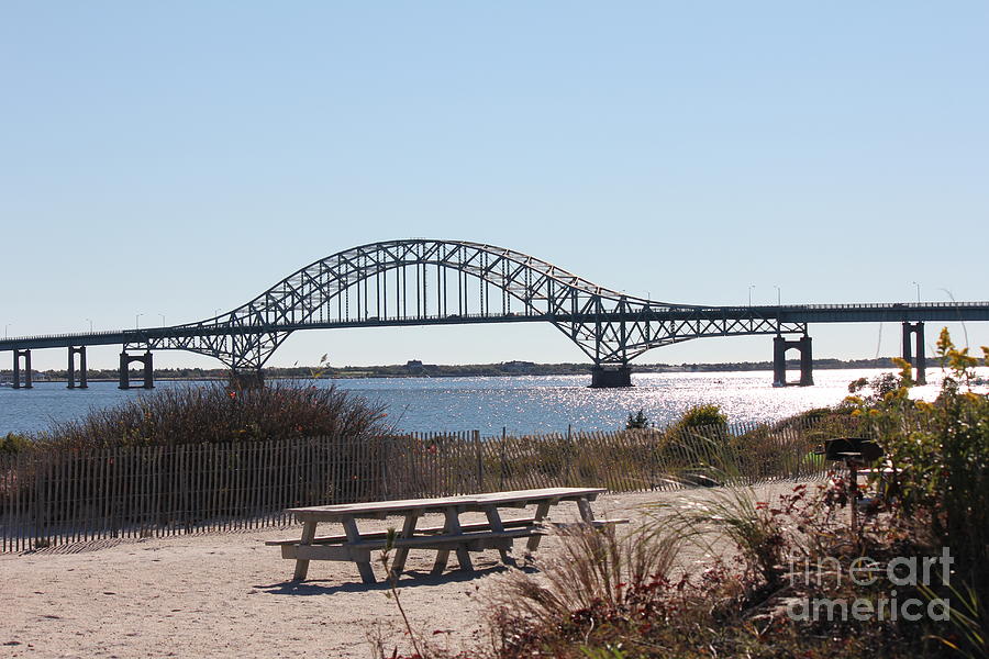 Sunset Photograph - Fire Island Inlet Bridge by Scenesational Photos Sunset Photograph - Fire Island Inlet Bridge by Scenesational Photos