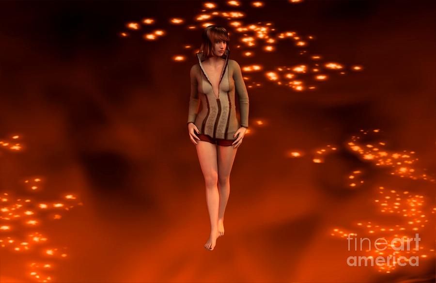 Fire Lady Full View in 3d Digital Art by Stanley Morganstein