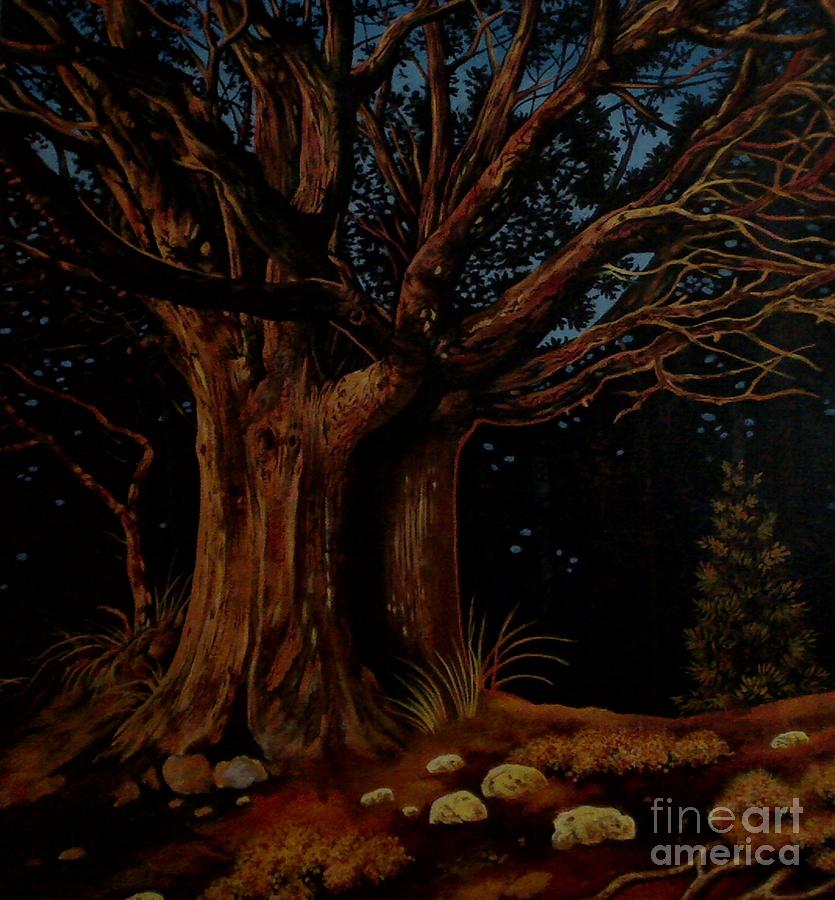 Tree Painting - Fire Trees by Kimberlee  Ketterman Edgar