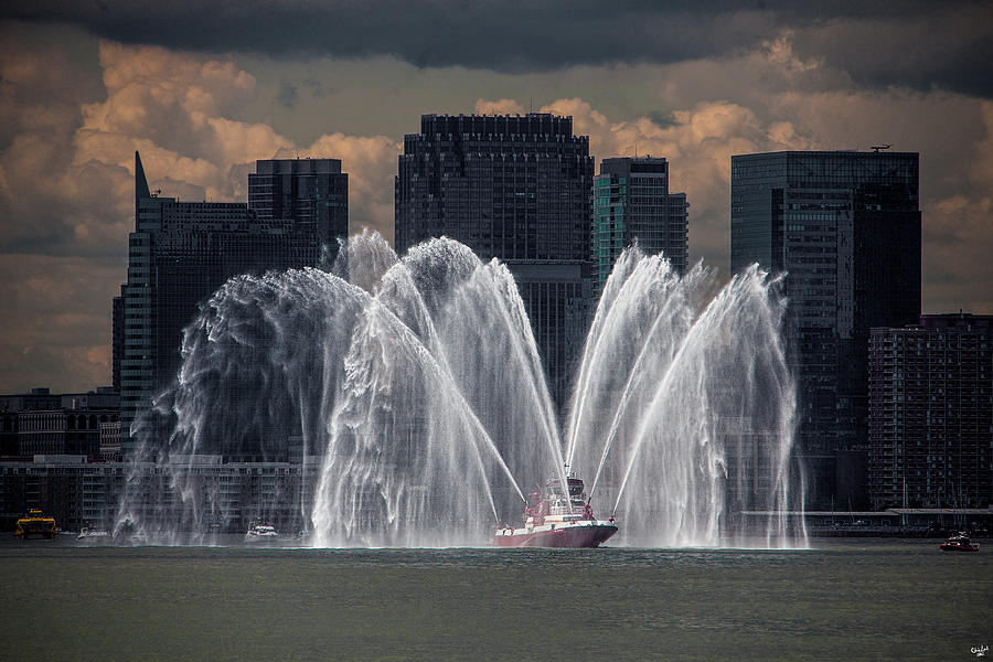 Fireboat on the Hudson Photograph by Chris Lord