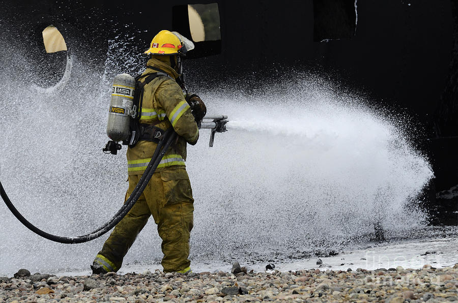 Firefighters Photograph - Firefighter In Action 1 by Bob Christopher