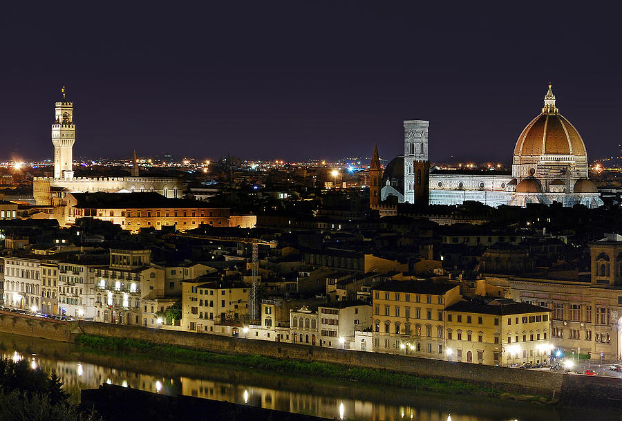 Firenze Skyline at Night - Duomo and surroundings Photograph by Carlos Alkmin