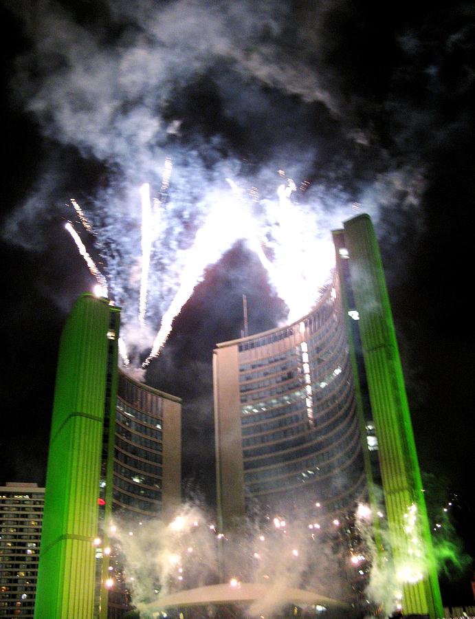 Firework At Toronto City Hall Photograph by Alfred Ng