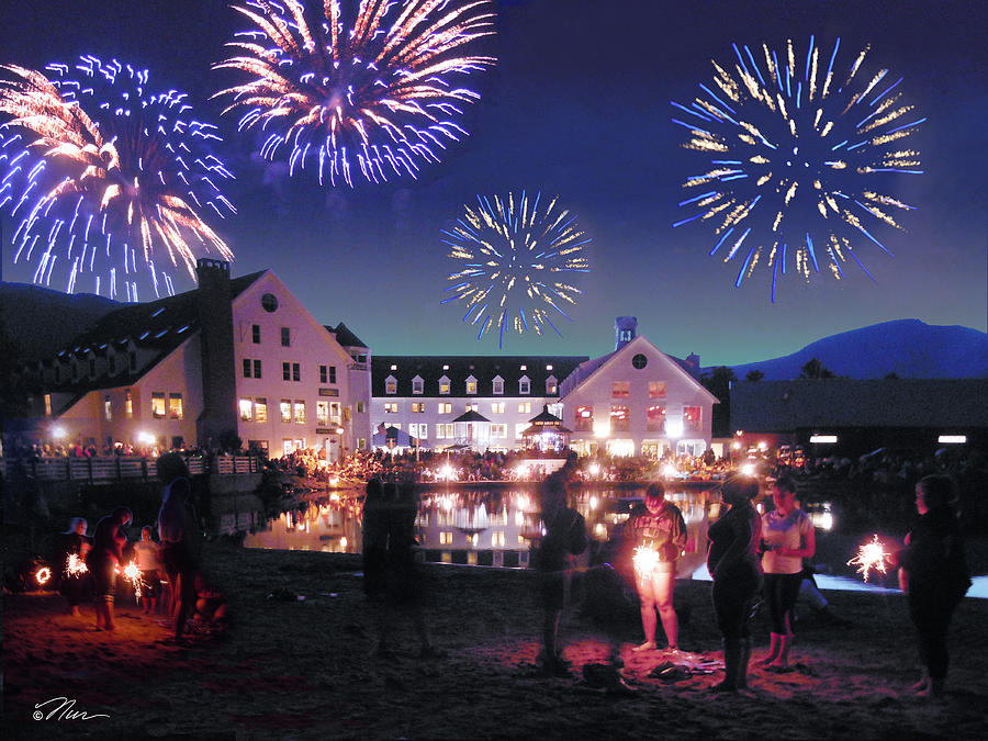 Fireworks in Waterville Valley Photograph by Nancy Griswold