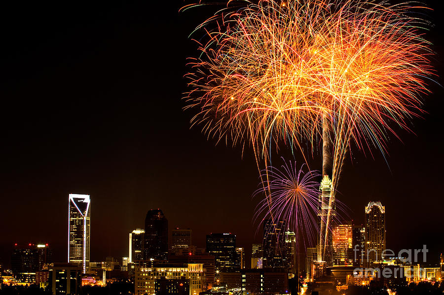 Fireworks over Charlotte Photograph by Patrick Schneider Fine Art America