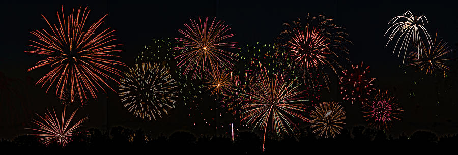 Fireworks Panorama Photograph by Gregory Scott