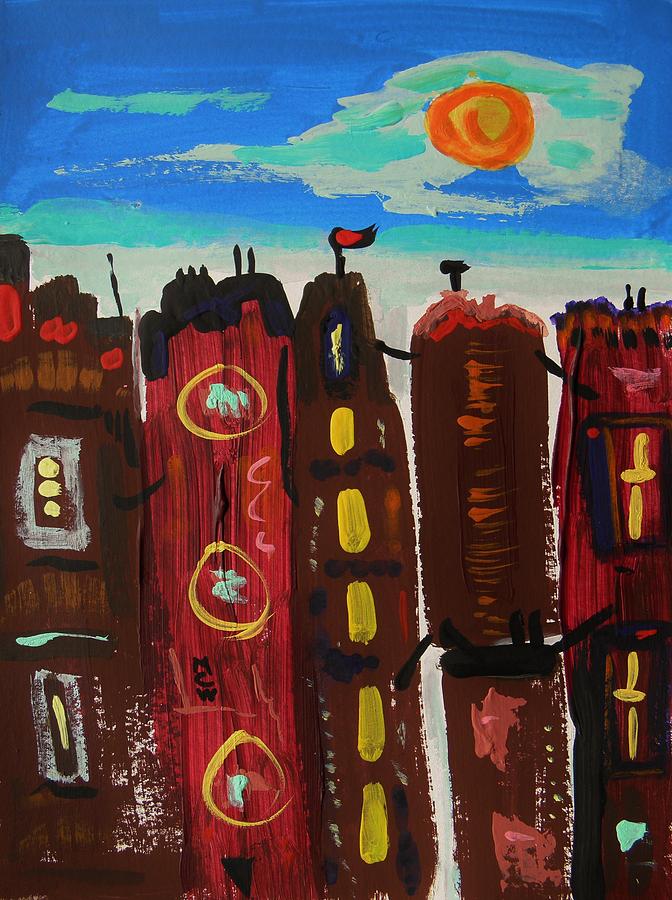 First Day of Autumn City Painting by Mary Carol Williams