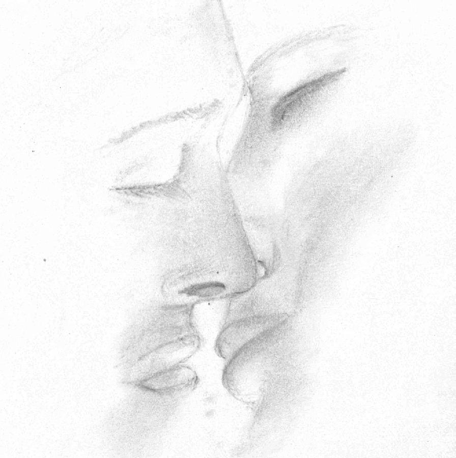Kiss Drawing - First Kiss by KaramChand Nanta