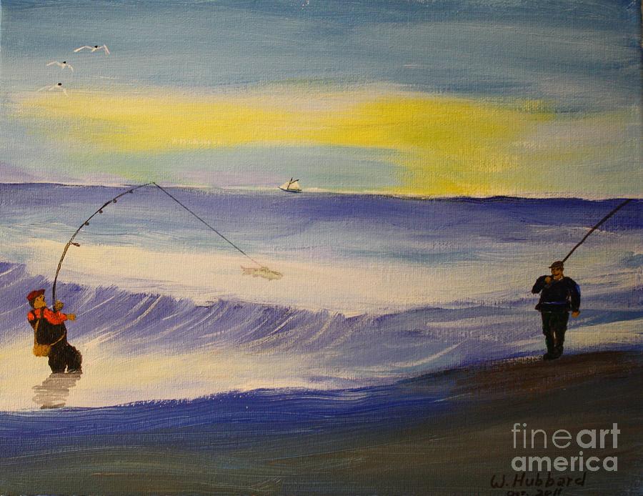 First Wave Fish First Light First Wave First Fish Painting by Bill Hubbard - Fine Art ...