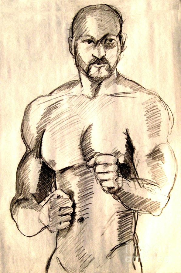 First Pose Drawing by Robert D McBain