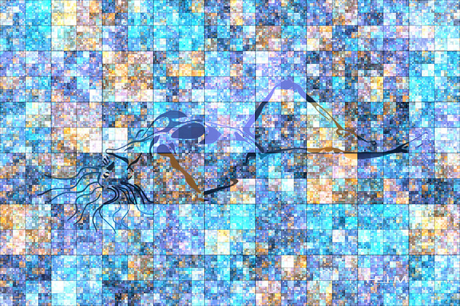 First time geometric blue Digital Art by Mayhem Mediums