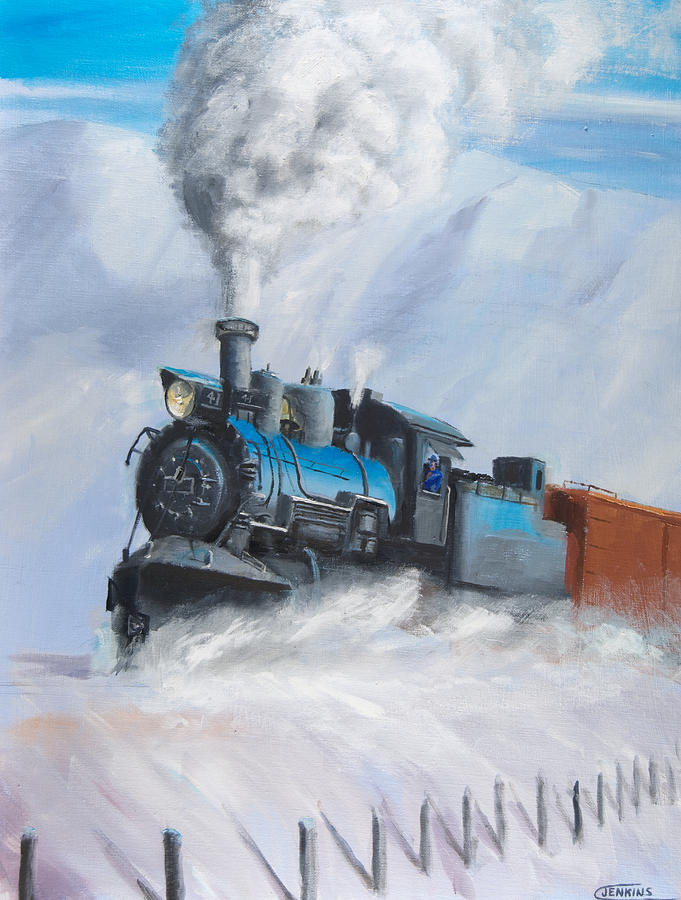 Christmas Painting - First Train Through by Christopher Jenkins