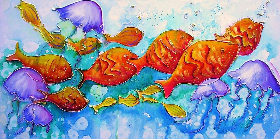 Fish Painting - Fish Abstract Painting by Chris Hobel
