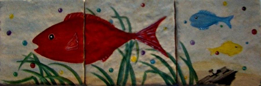 Fish Painting - Fish in a Sea of Colored Bubbles by Sandra Maddox