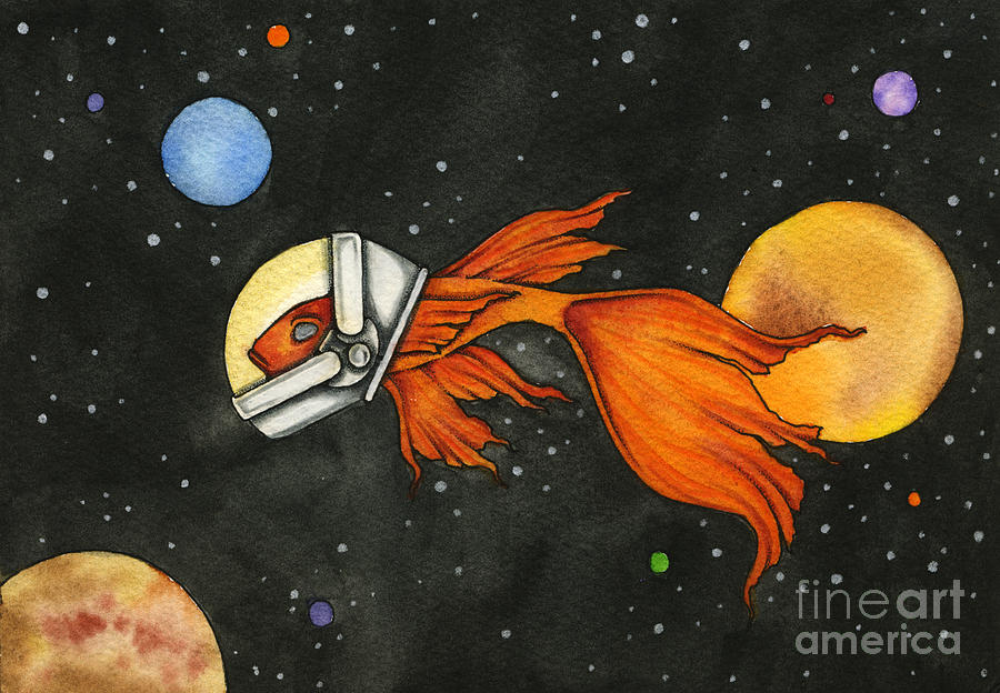 Fish Painting - Fish In Space by Nora Blansett
