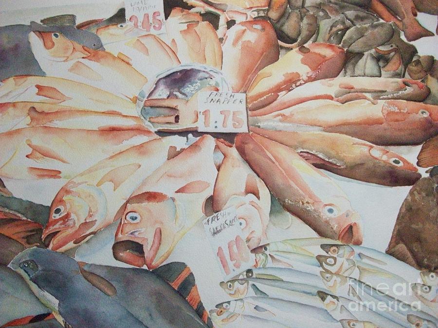 Fish Market Painting by Debi Hamari Fine Art America