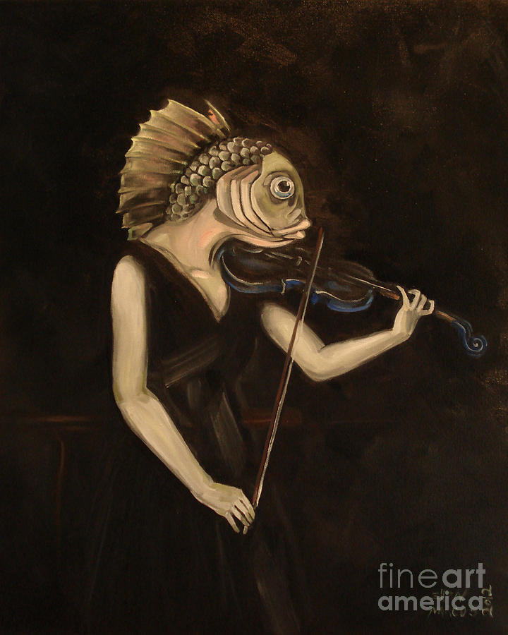 Fish Painting - Fish With Violin by Ellen Marcus