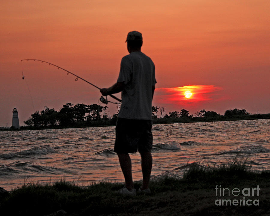 Fisherman and Lighthouse Sunset Photograph by Luana K Perez