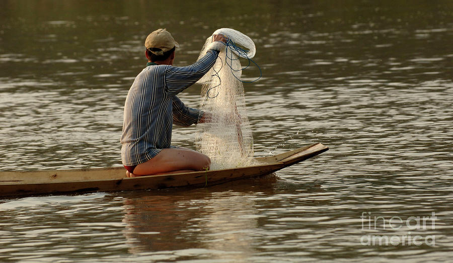 Fisherman Mekong 1 Photograph by Bob Christopher