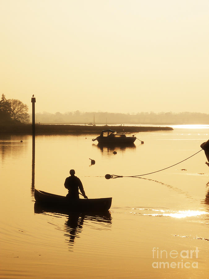 Sunset Photograph - Fisherman on lake by Pixel Chimp