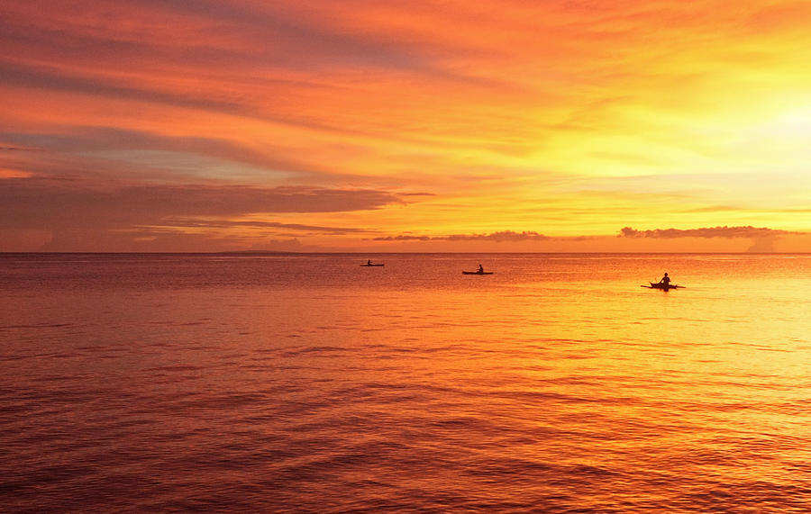 Sunset Photograph - Fishermen at Sunset by Tamas Virag
