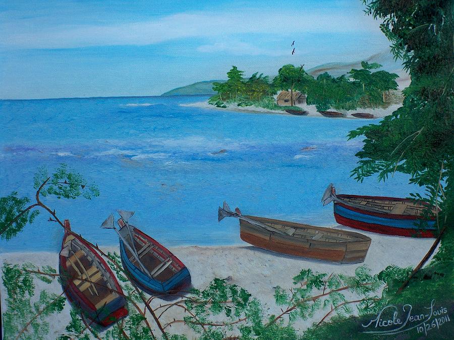 Sparrow Painting - Fishermen Boats By The Sea by Nicole Jean-Louis