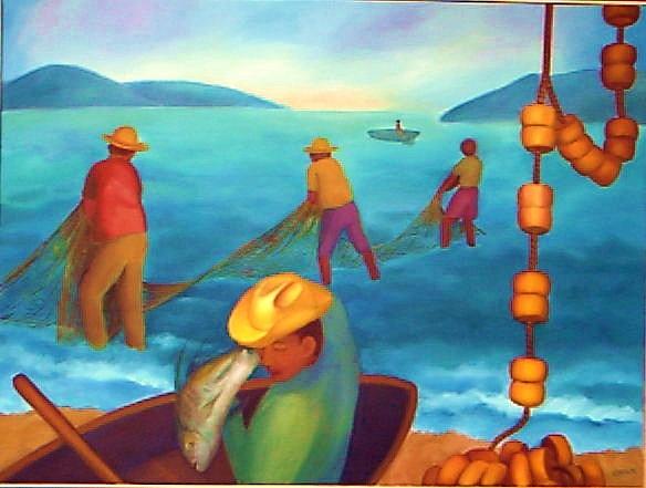 Fishermen Painting by Clotilde Espinosa