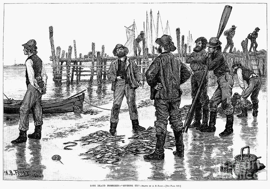 Fishermen On Shore, 1884 Photograph by Granger
