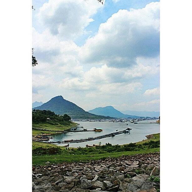 Boat Photograph - #fishery #mountain #sky #blue #clouds by Inas Shakira