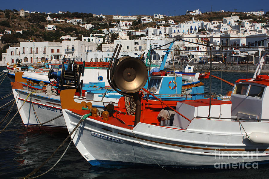Fishing Boats Mykonos Photograph by Bob Christopher