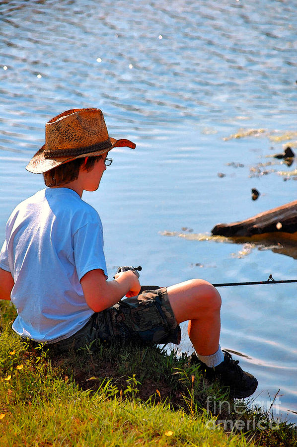 Water Photograph - Fishing Boy by Anjanette Douglas
