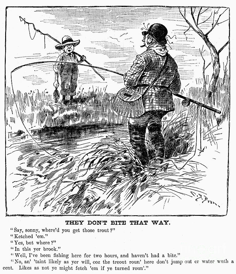 Fishing Cartoon, 1888 Photograph by Granger