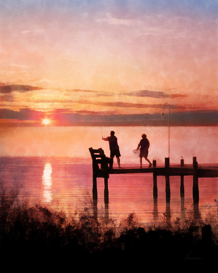 Fishing From the Dock Digital Art by Frances Miller
