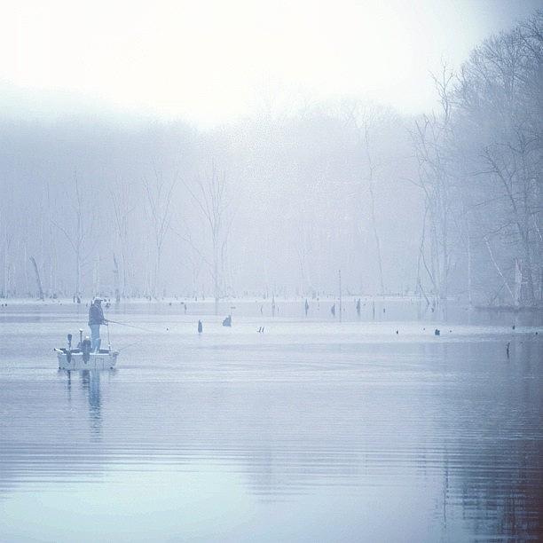 Fishing In Fog Photograph by Mary Ann Reilly