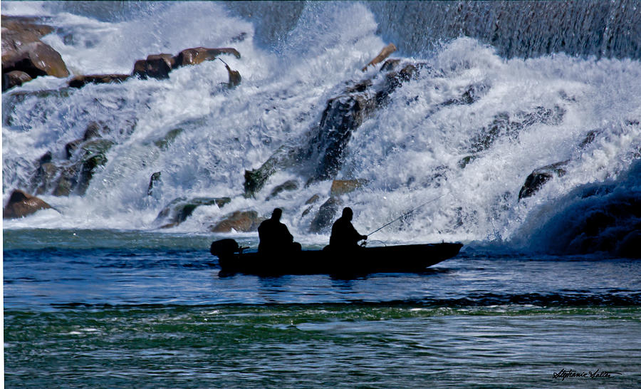 Fishing Below the Falls in Idaho Falls Photograph by Stephanie Salter