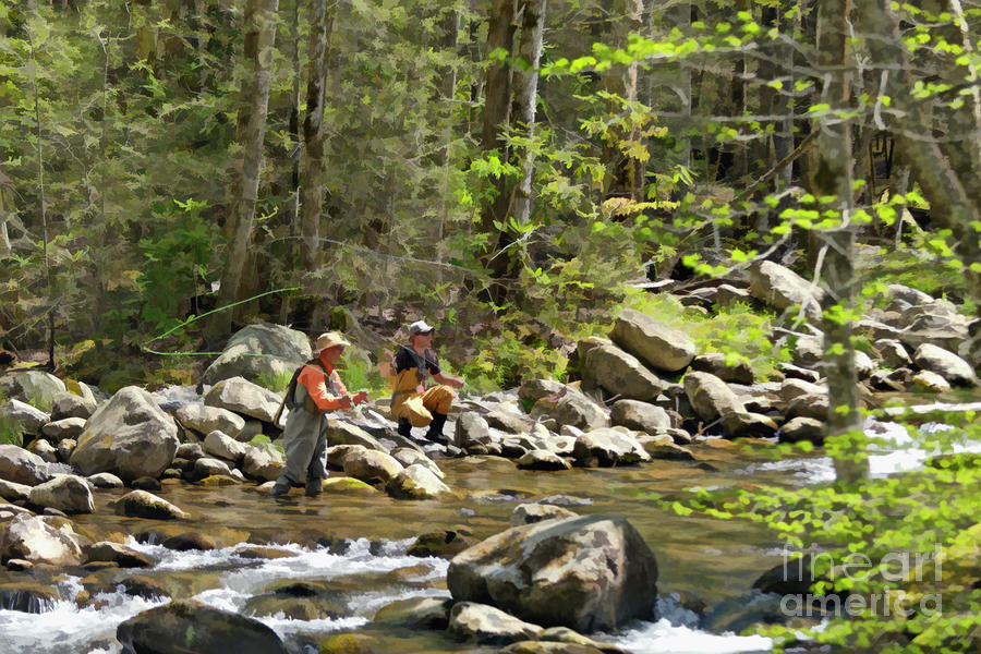 Fishing the Little Pigeon River - D005193 Photograph by Daniel Dempster