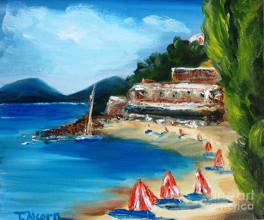 Fishing Village of Greece - original sold Painting by Therese Alcorn