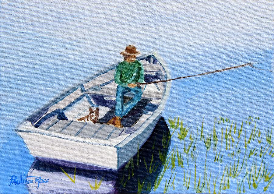 Dog Painting - Fishing with my Pal by Pauline Ross