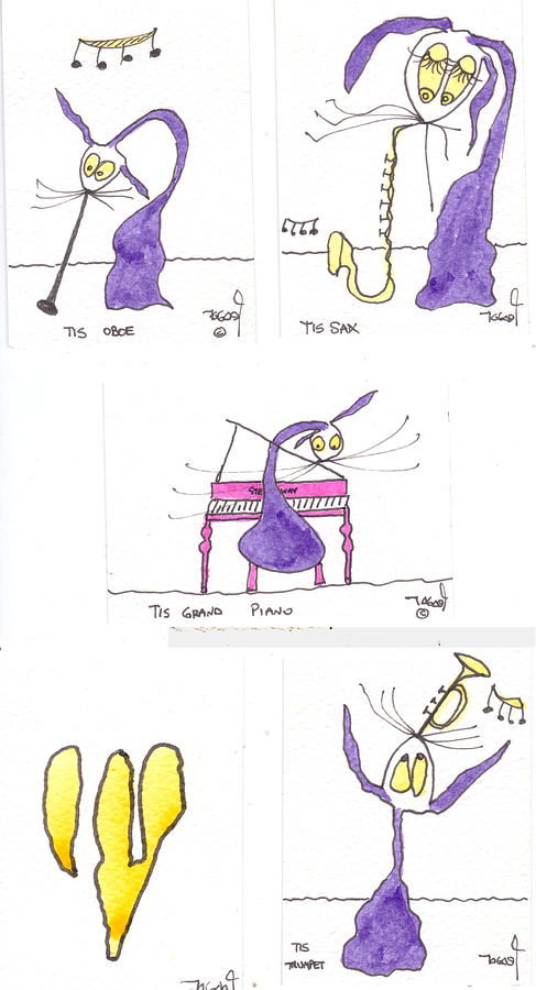 Cat Painting - Five Cartoons by Peadar Sheerin