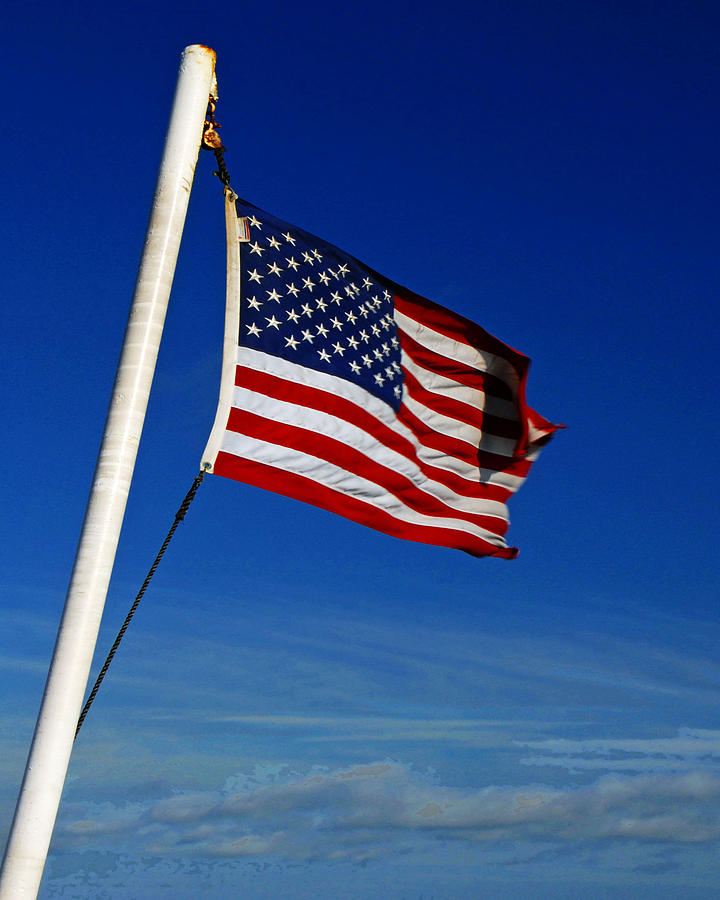 Flag in clouds color Photograph by Laura Paton | Fine Art America