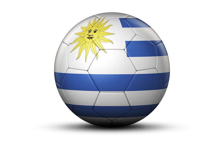 Soccer Digital Art - Flag Of Uruguay On Soccer Ball by Bjorn Holland
